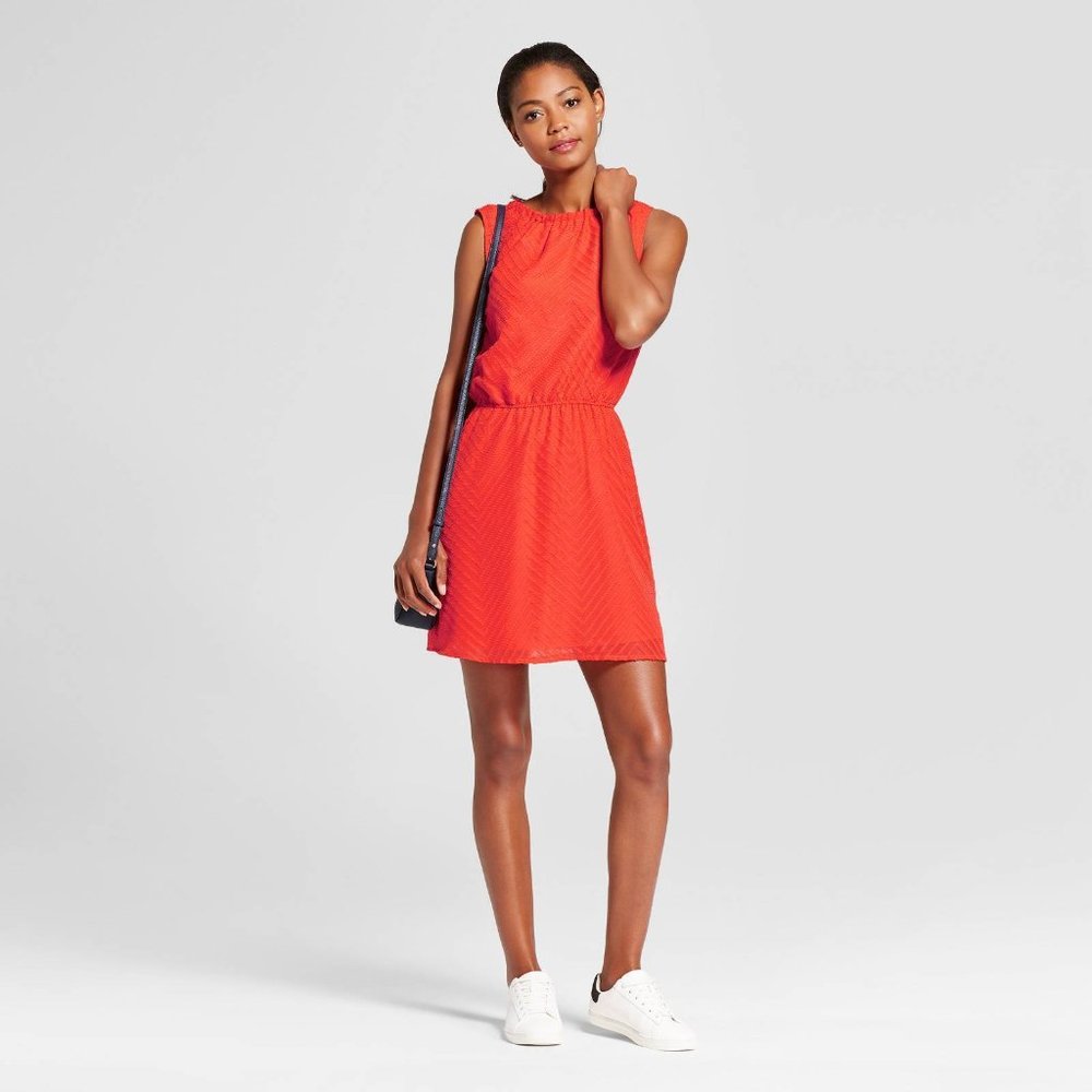 A New Day Textured Sleeveless Dress, Coral Red, Size XS